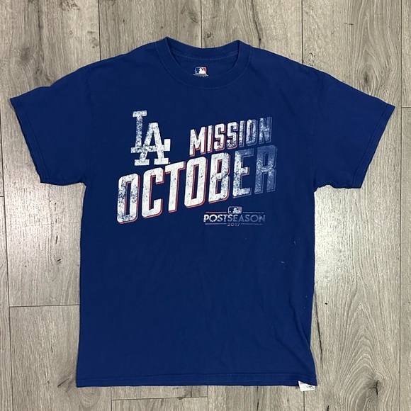 LOS ANGELES DODGERS MISSION OCTOBER 2017 POSTSEASON MLB T-Shirt Men’s MED - Picture 1 of 2